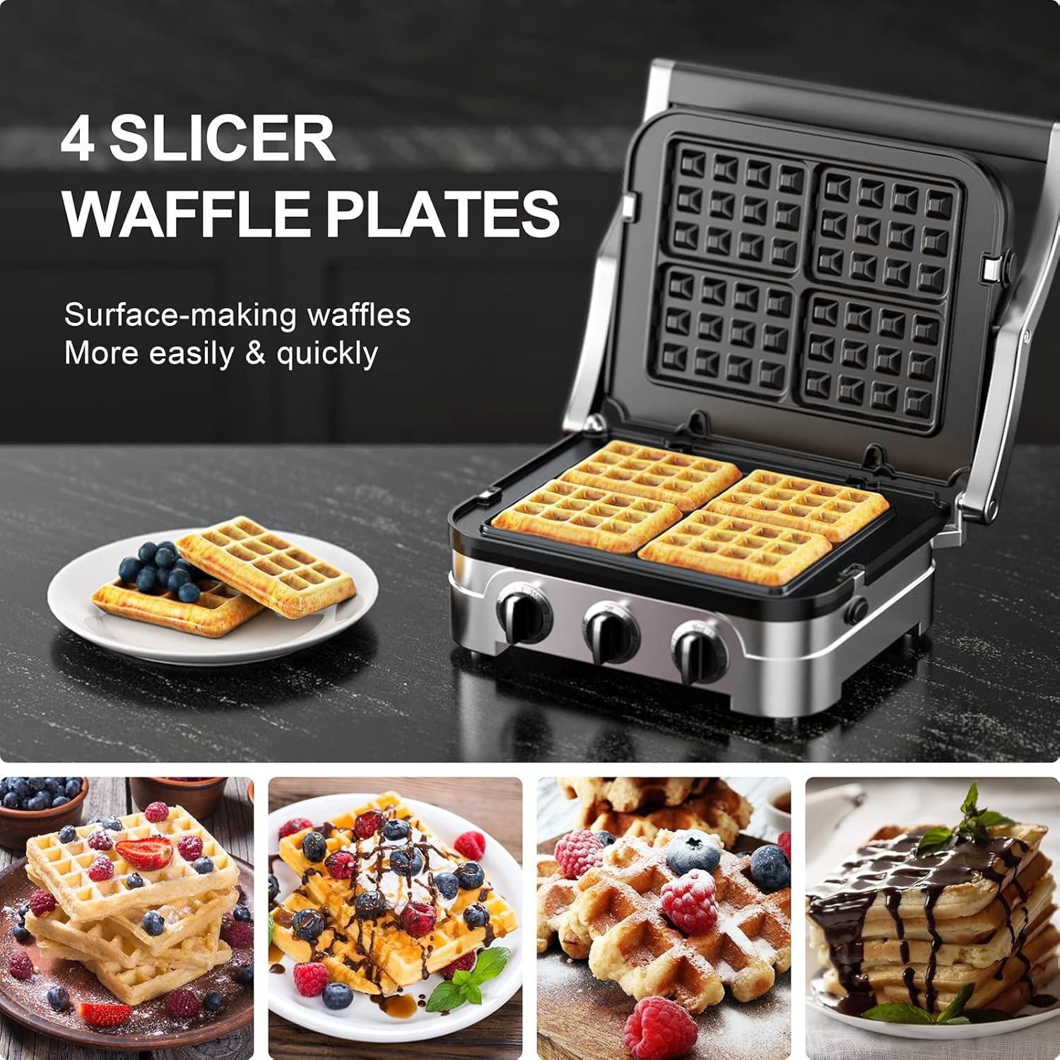 Waffle Plates Only for Cuisinart Griddler GR-4N, GR-5B, GR-6 and GRID-8N Series
