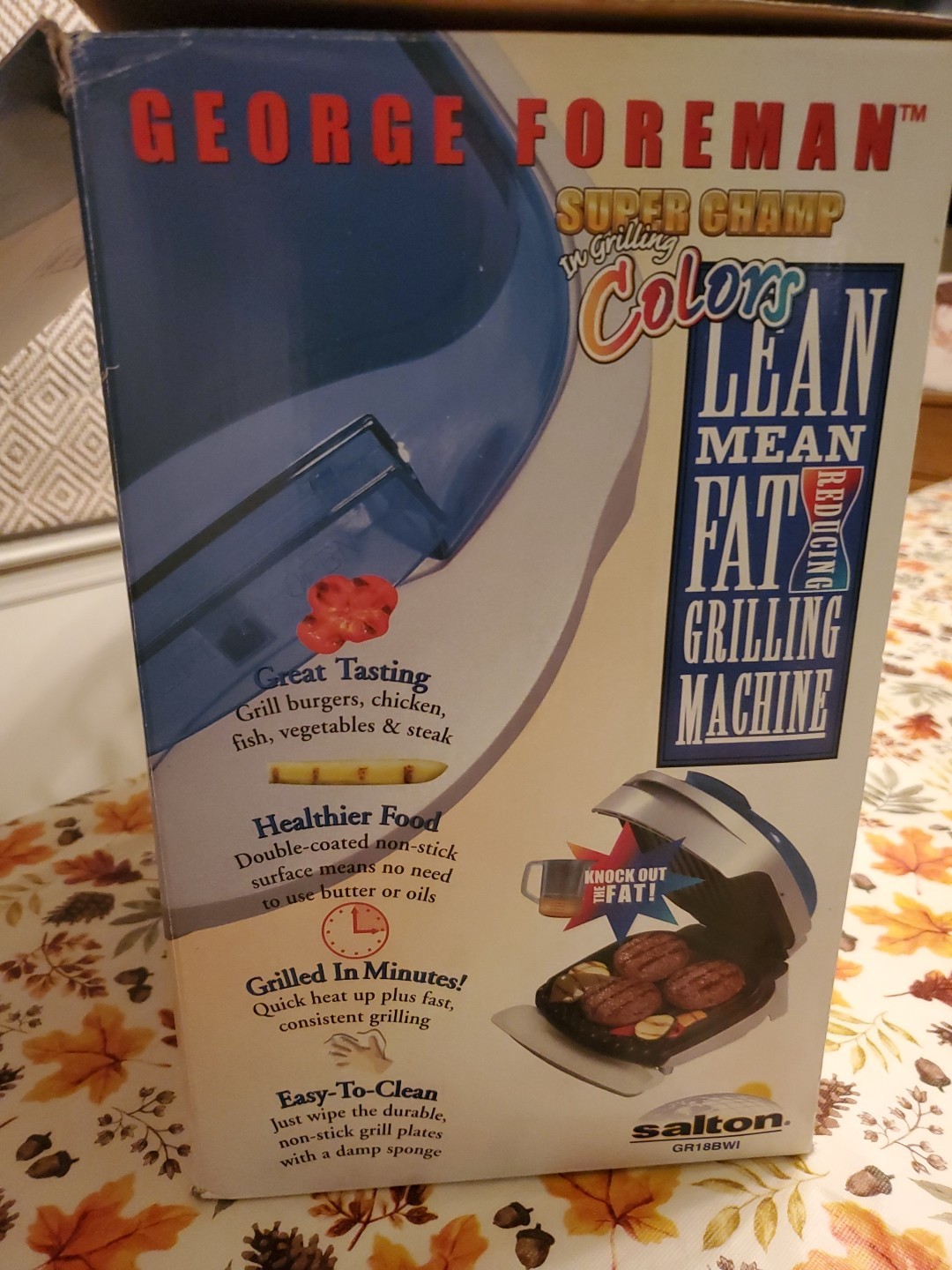 George Foreman Lean Mean Grill Super Champ Colors Blue Top Bread Warmer GR18BWI