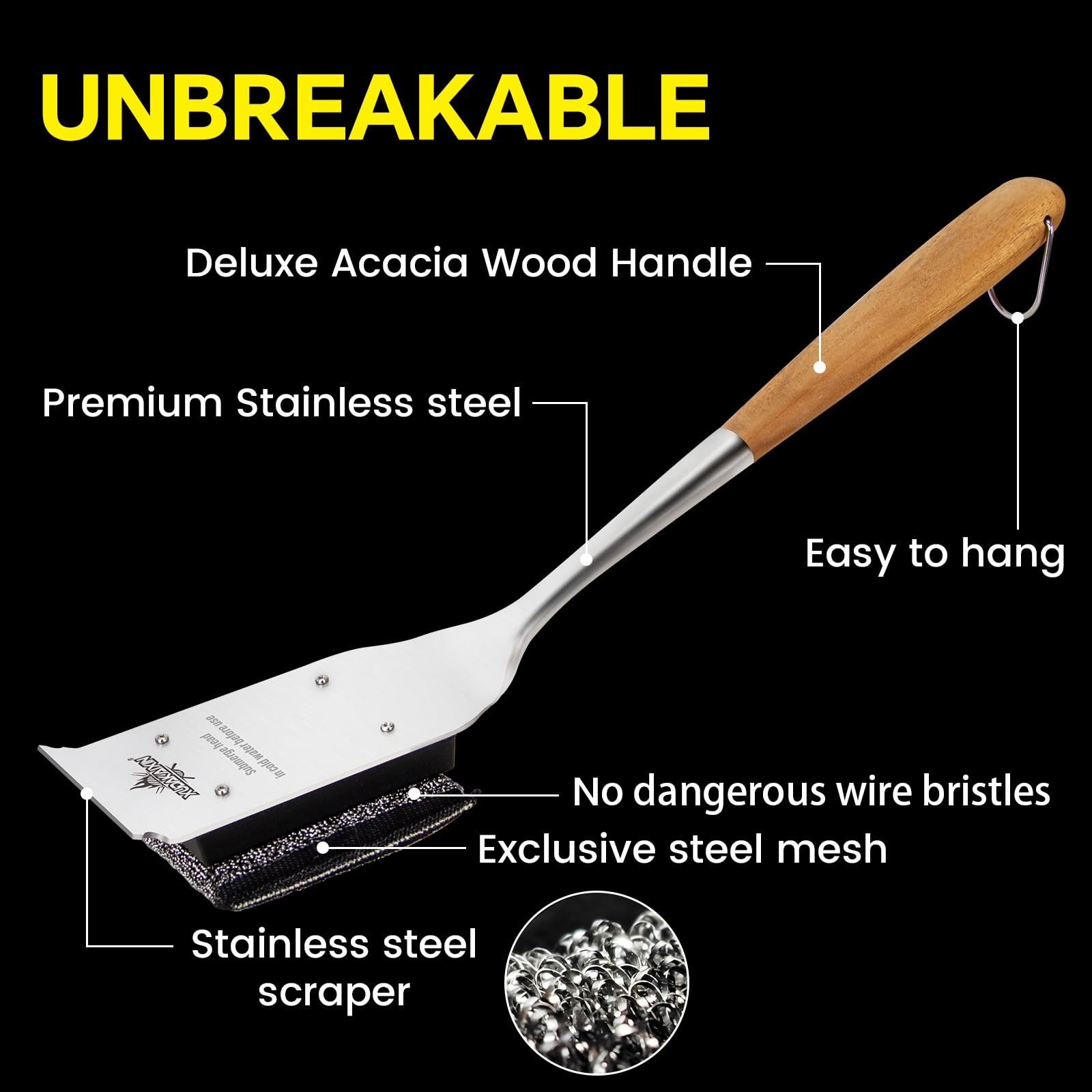 XUDAKAIXIN Grill Brush Bristle Free,Unique Steel Brush, Gray