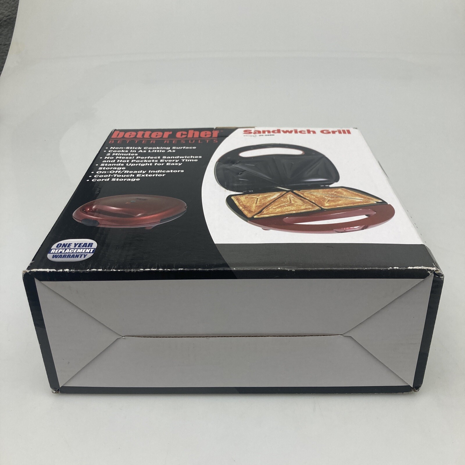 Better Chef Non Stick Cooking Surface Hot Sandwich Grill Model IM-288R Red NIB