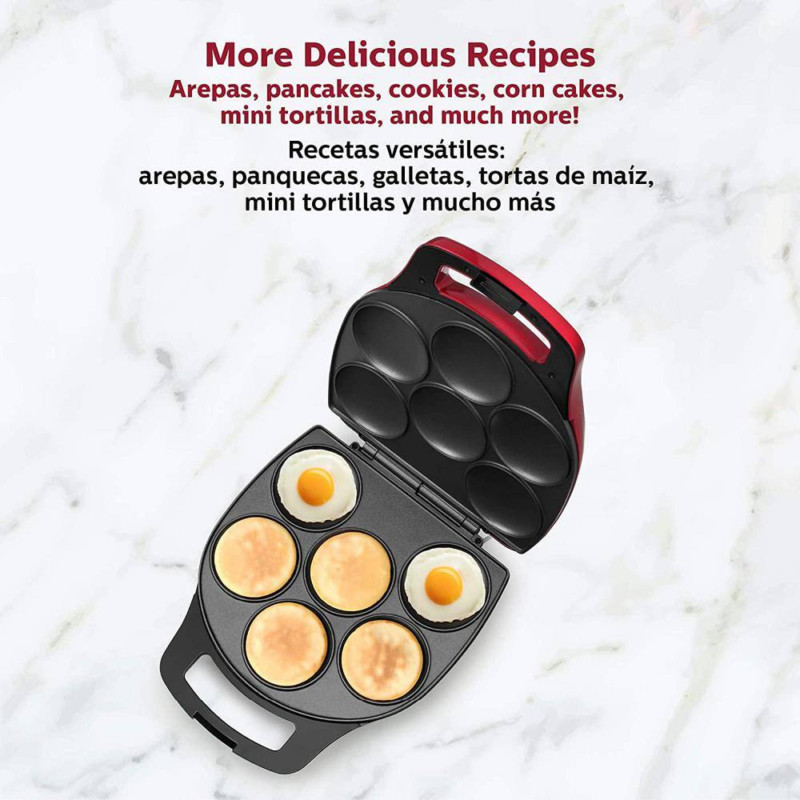 Holstein Housewares Arepa Maker Specialty Grill Red Non-Stick Interior 6-Piece
