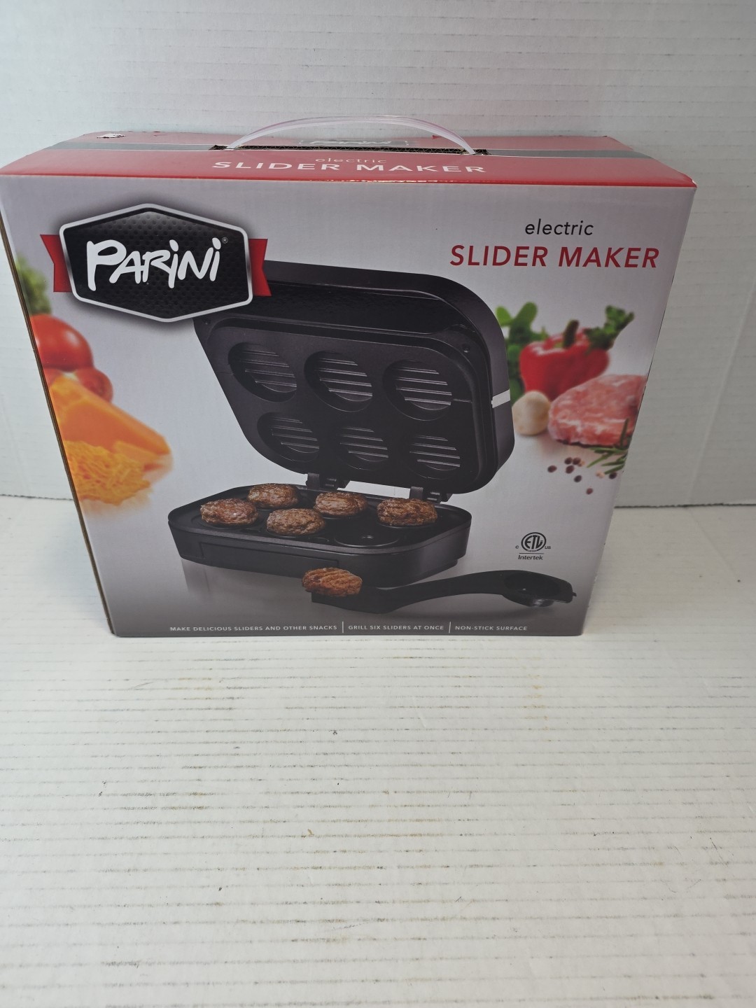 Parini Electric Slider Maker Non Stick Surface Grills 6 Sliders-NIB