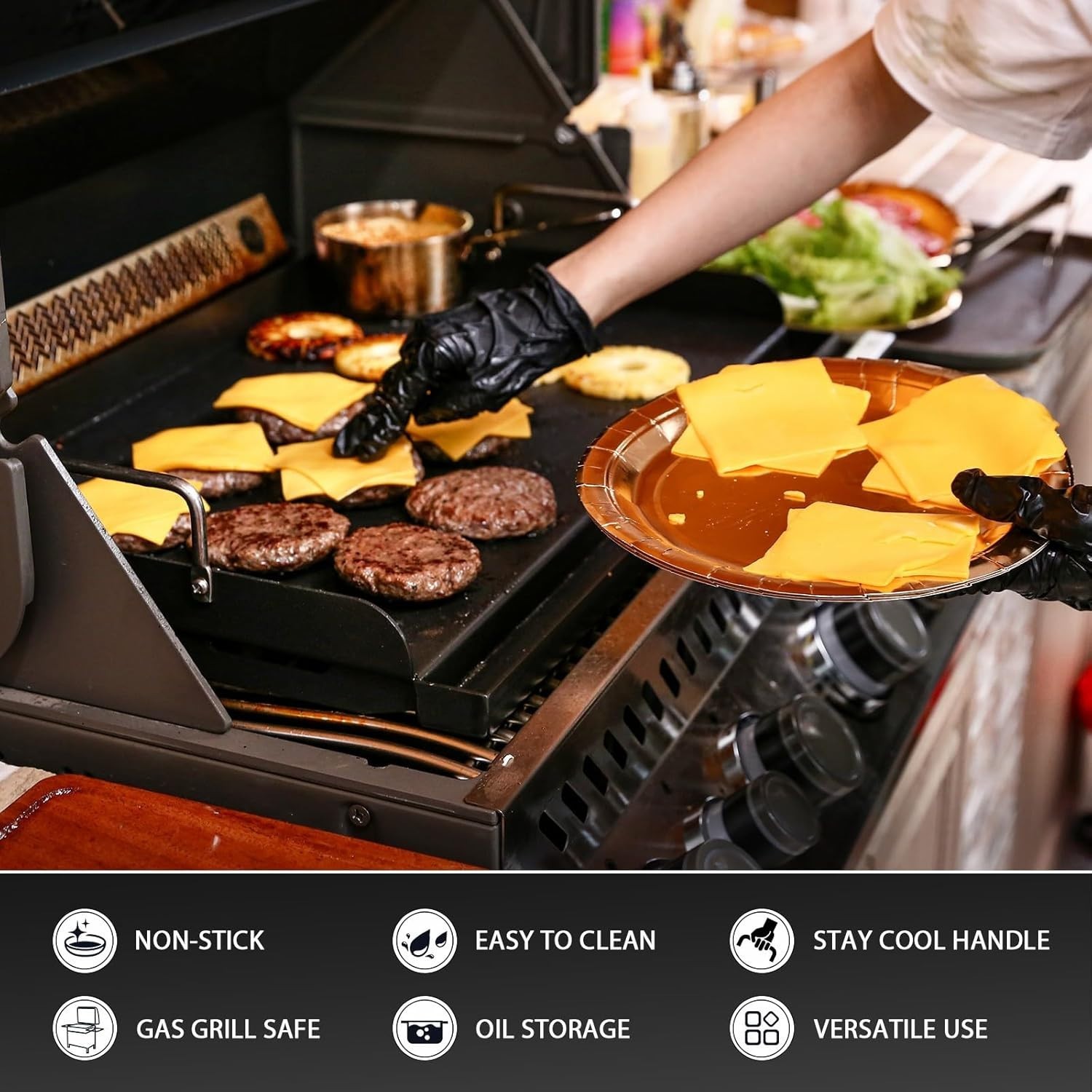 17″ x 13″ Nonstick Coating Cooking Griddle for Gas Grill, Universal Griddle Flat