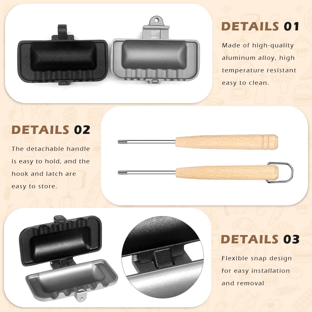 4w1h Sandwich Maker – Stove Top Hot Dog & Panini Press