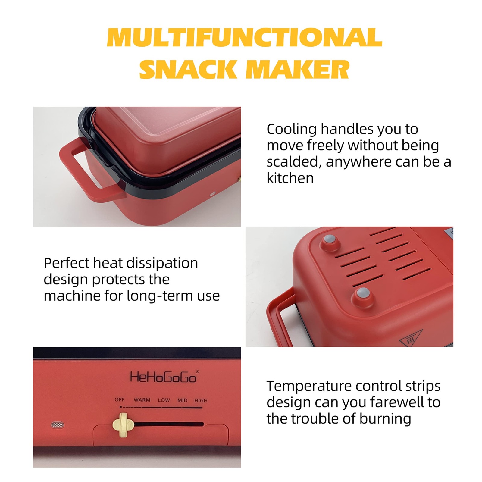 Multifunctional Electric Griddle Electric Grill Nonstick Baking Maker With 3 Int
