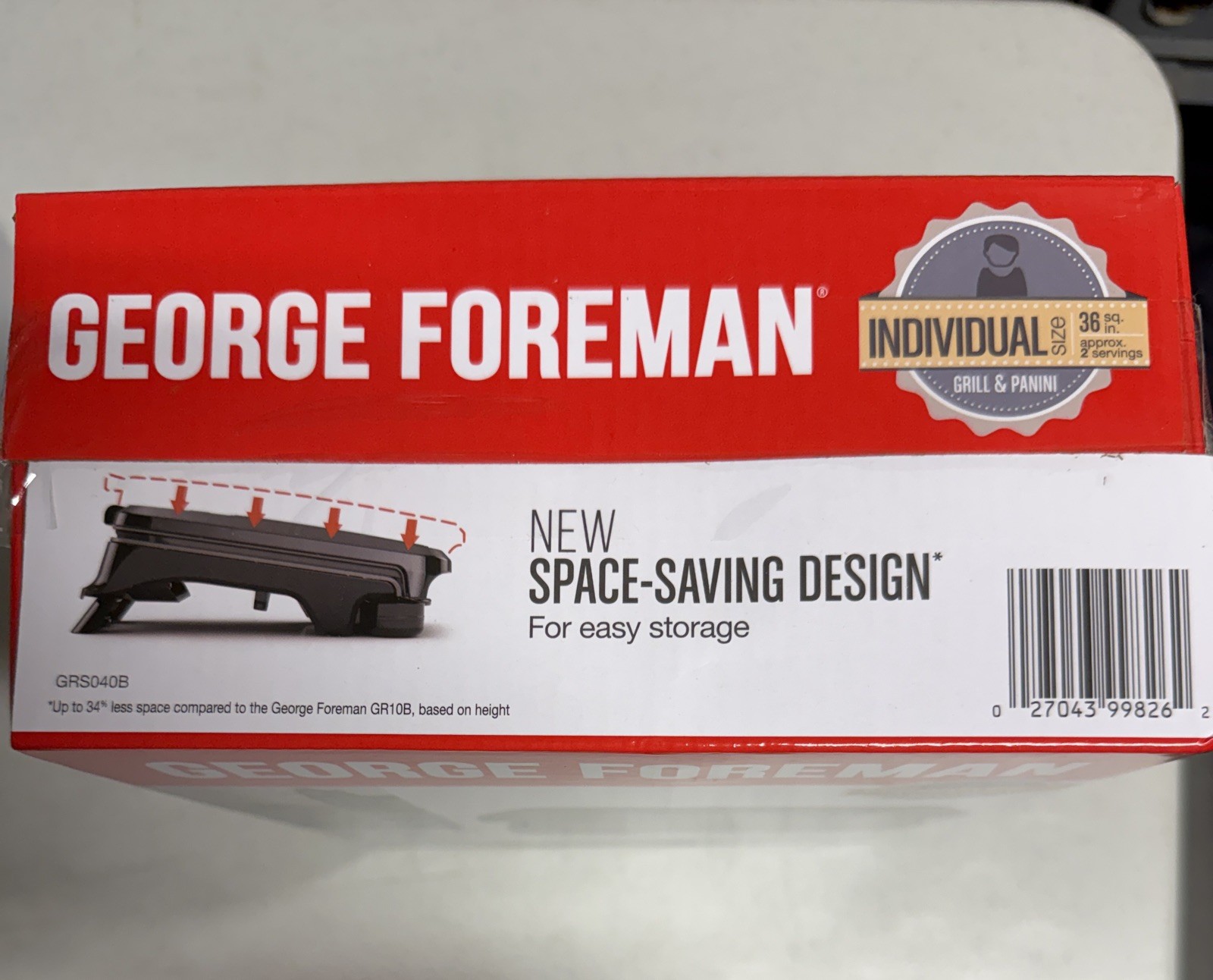George Foreman Indoor Grill GRS040BC | Non-Stick, Compact, New in Box