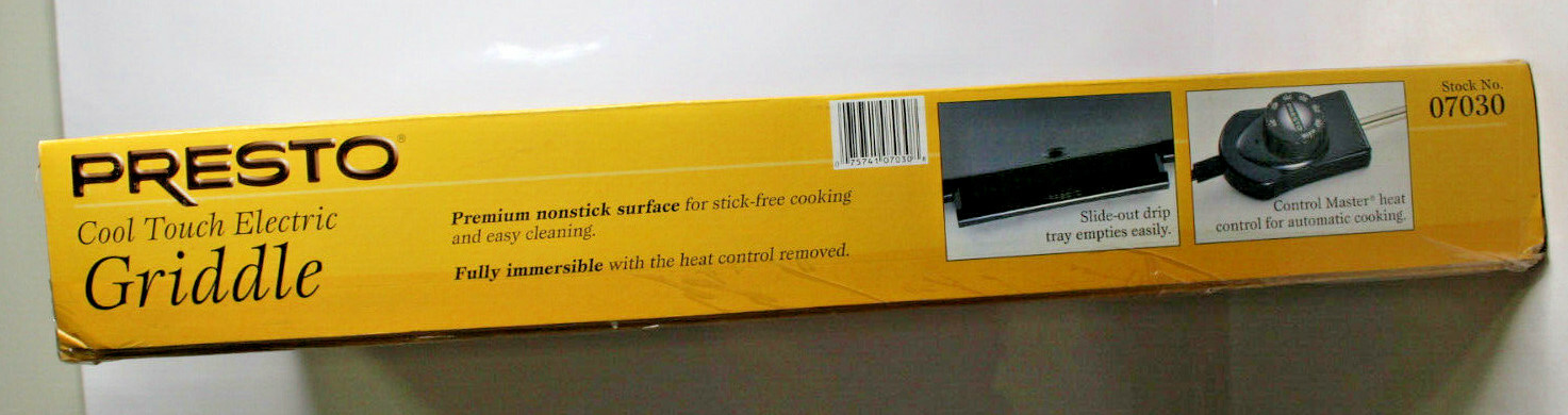 Presto Cool-Touch Electric Black 20″x10″ Griddle Model 07030 New in Original Box