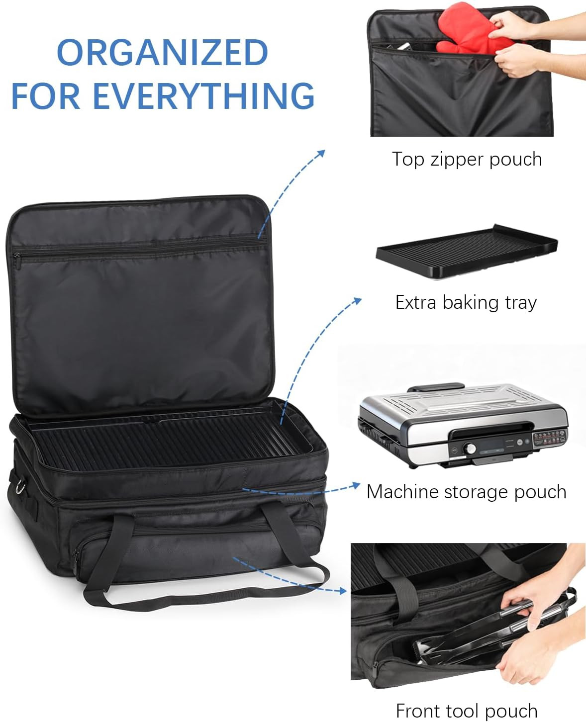 Carrying Bag for Ninja Sizzle Pro XL Indoor Griddle & Grill GX101 — 1280D Water-