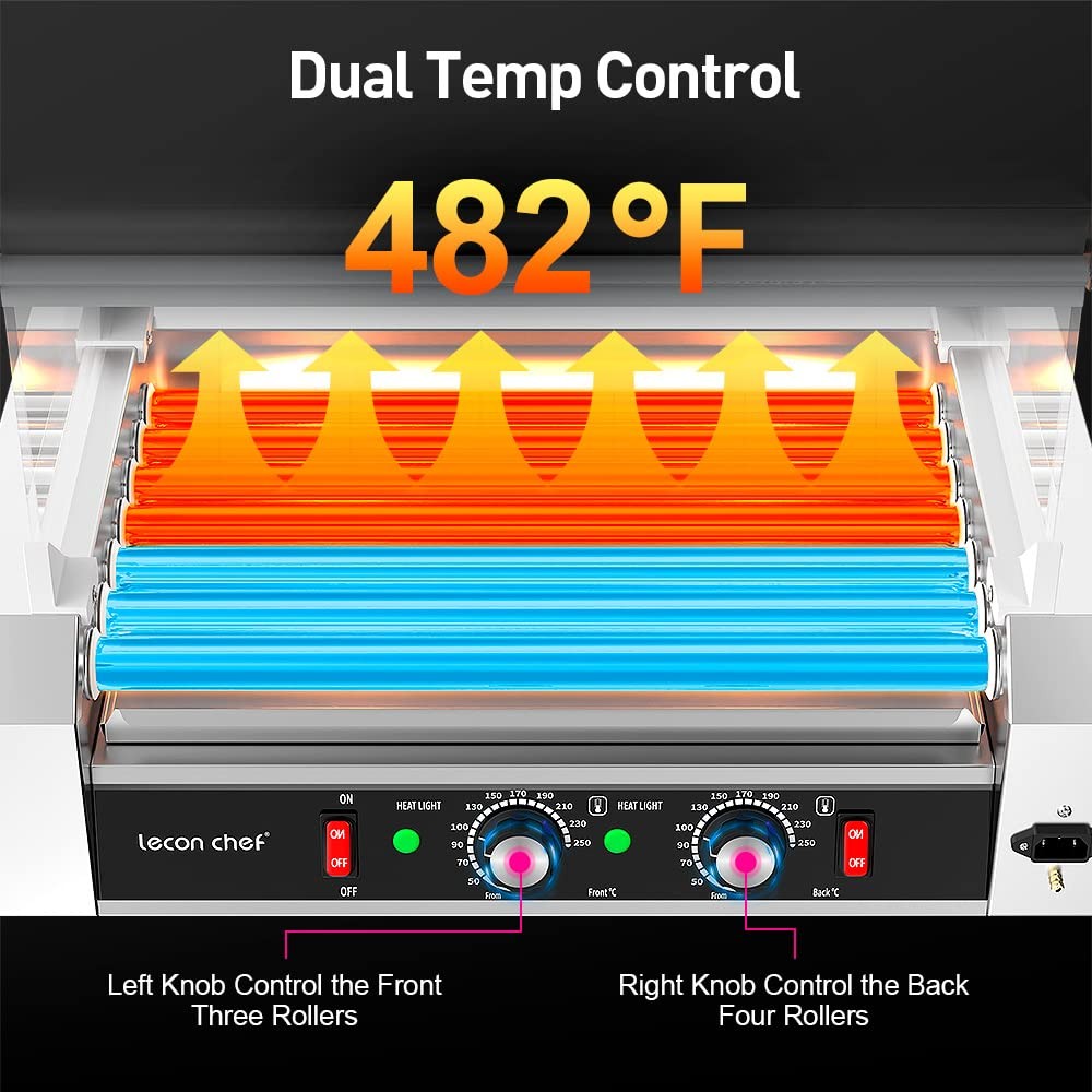 Leconchef Commercial Electric 7 Hot Dog Roller Grill Machine
