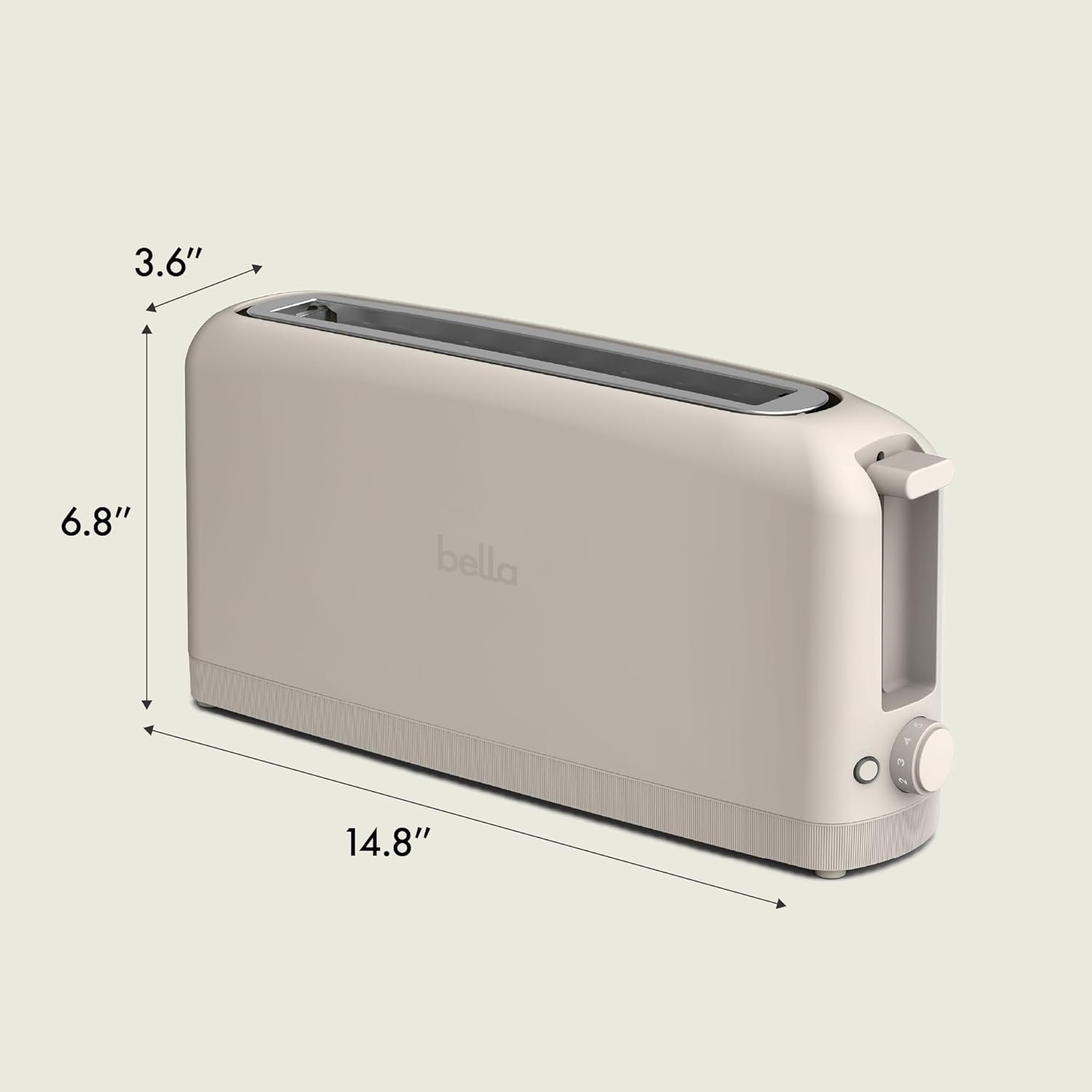 bella 2 Slice Slim Toaster, Fits-anywhere™ Kitchenware, 6 2 Slice, Oatmilk