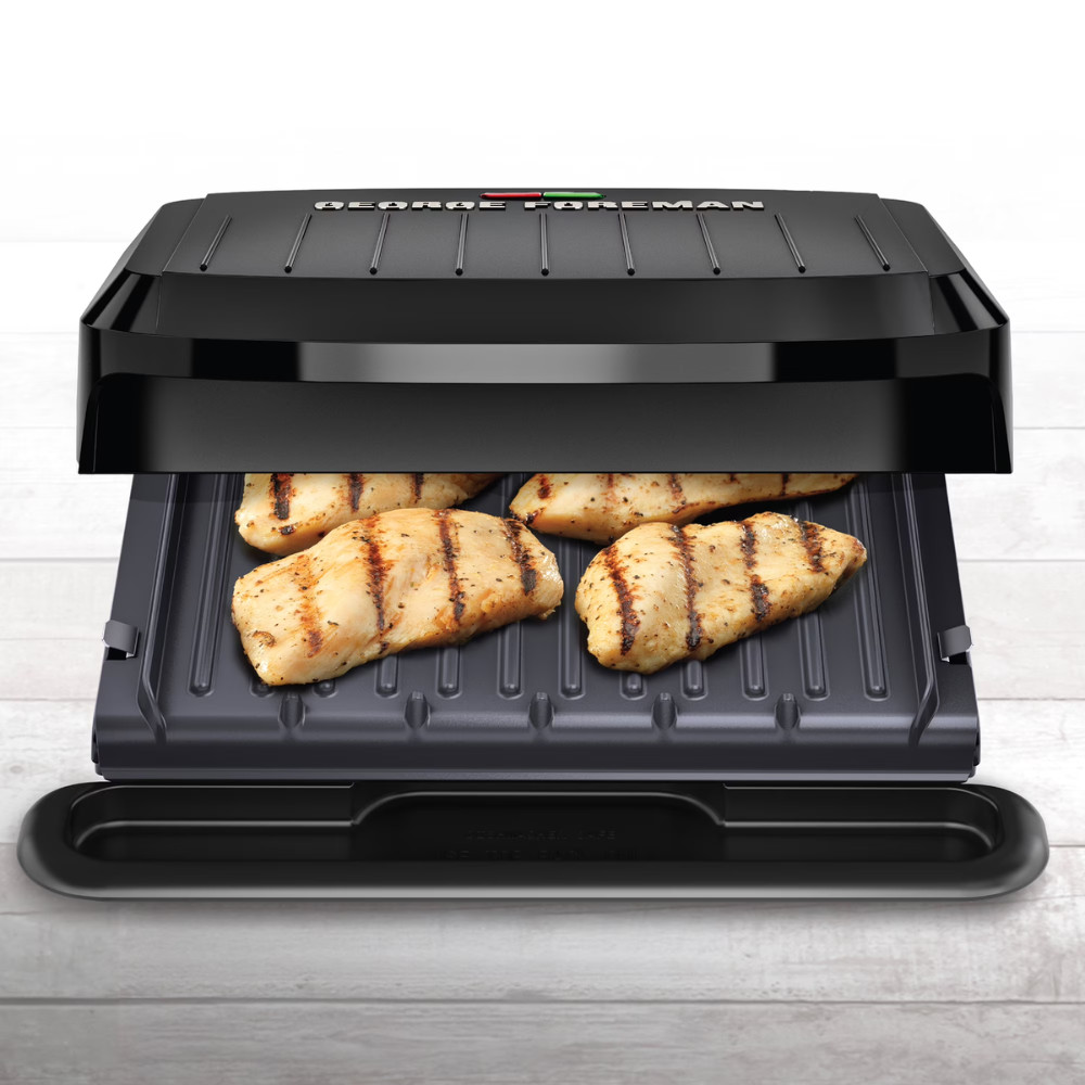 George Foreman 4-Serving Electric Grill Panini Maker Removable Plates Non-Stick