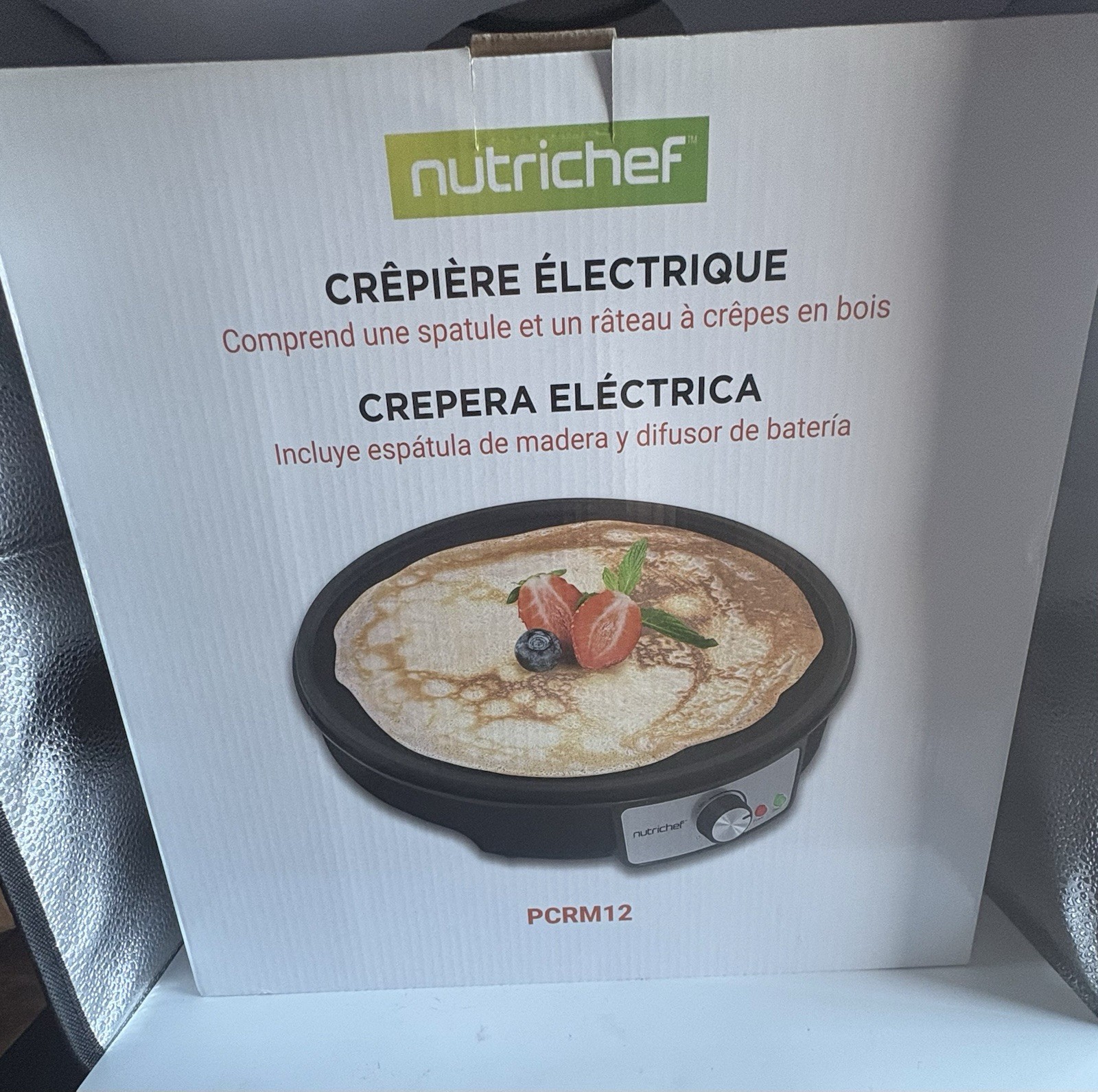 Nutrichef PCRM12 12″ Electric Crepe Maker Nonstick, LED, Spatula Included