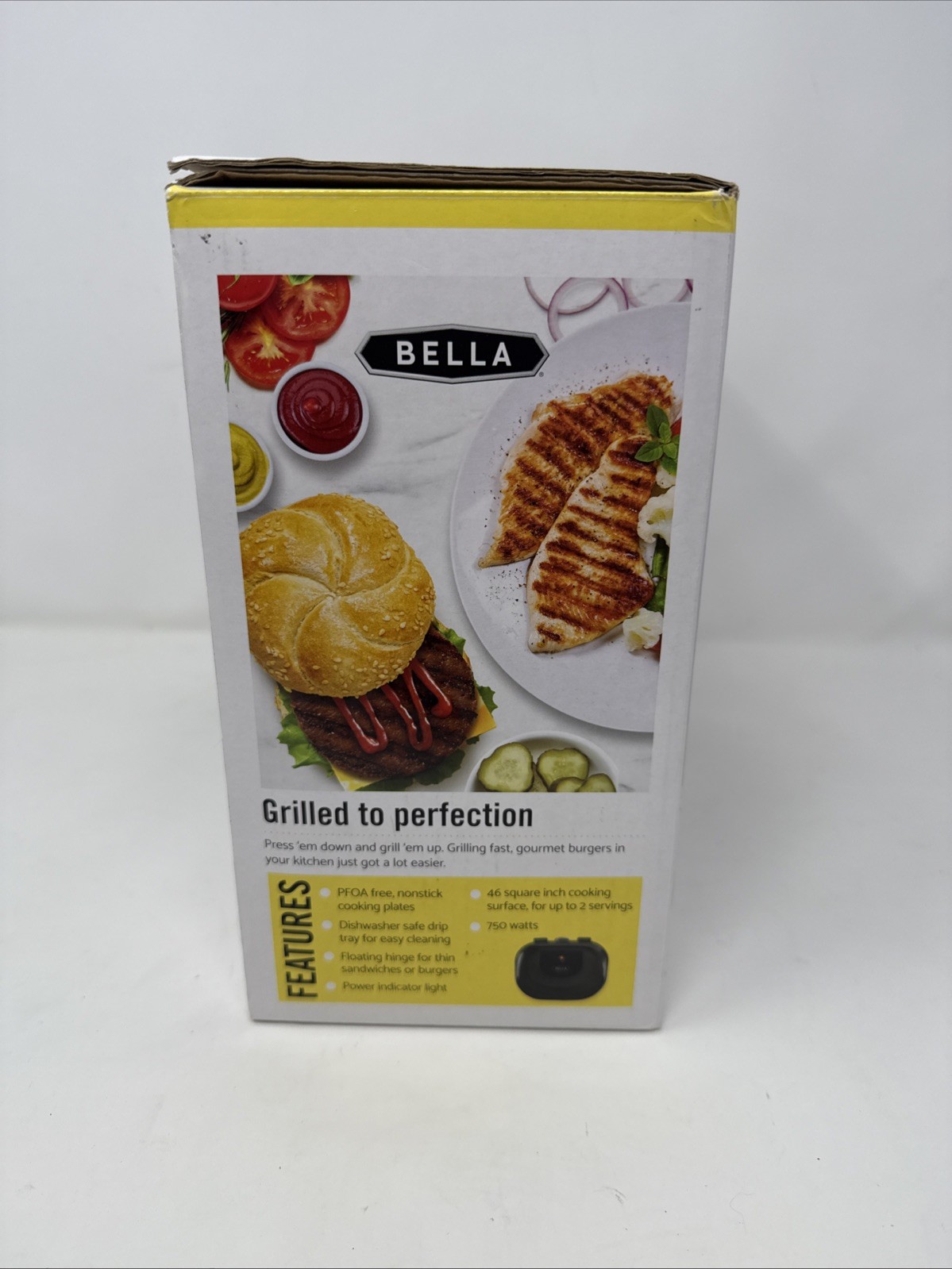 NIB Bella 2 Burger Grill Indoors Nonstick 750 watt Compact