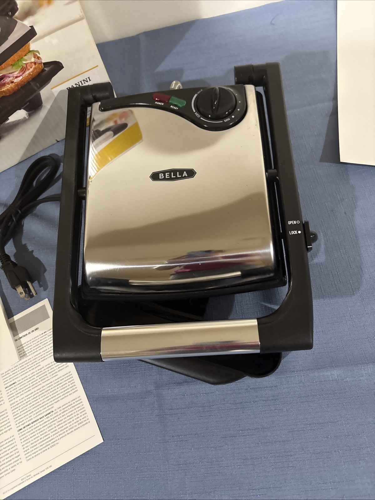 Bella Non-Stick Panini Grill Brushed Stainless Steel – Sensio 13267 – New