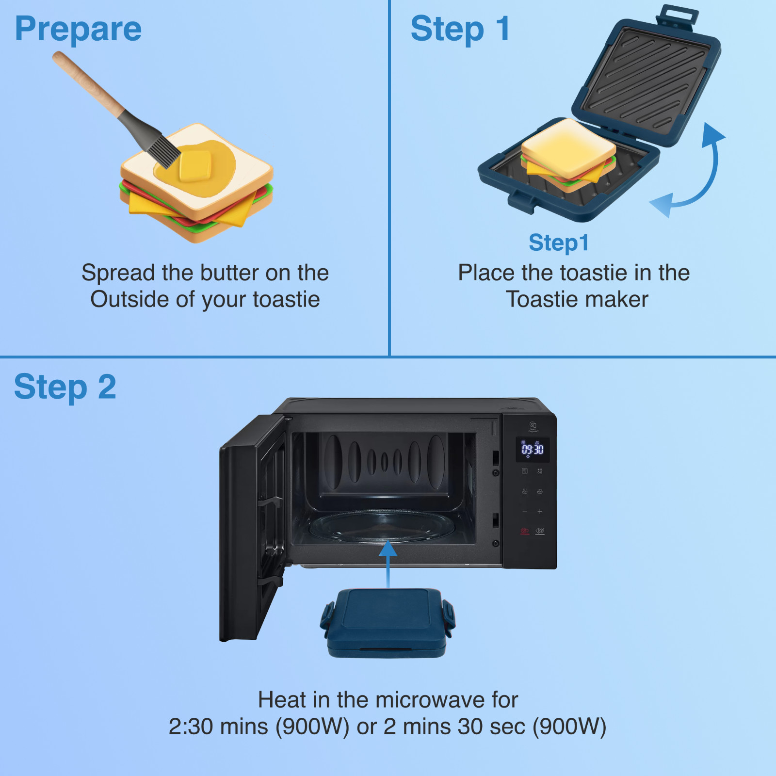 Laser Microwave Toastie Maker: Quick & Easy Snacks Blue