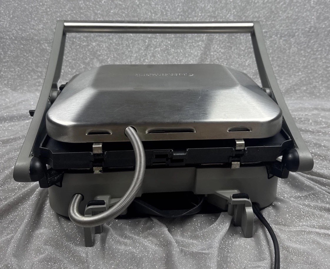 Cuisinart GR-5B Griddler Five Stainless Steel Panini Press Grill LCD Tested Work
