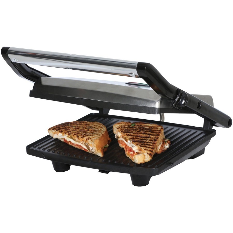 Brentwood TS651 Compact Non-Stick Panini Press 1400W Silver/Black