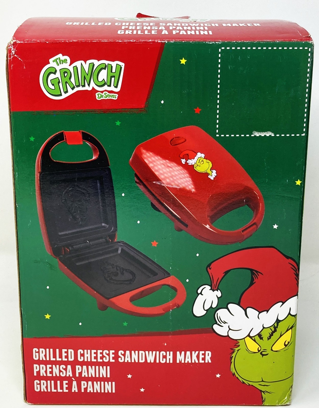 Dr. Seuss The Grinch Grilled Cheese Panini Sandwich Maker Non Stick NEW!