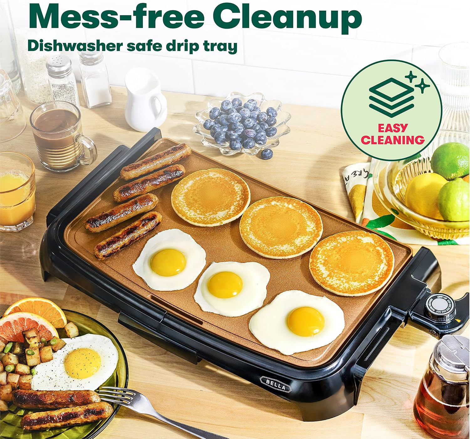 Griddle Ceramic Copper TI, Healthy-Eco Non-Stick Coating, Hassle-Free Clean Up,