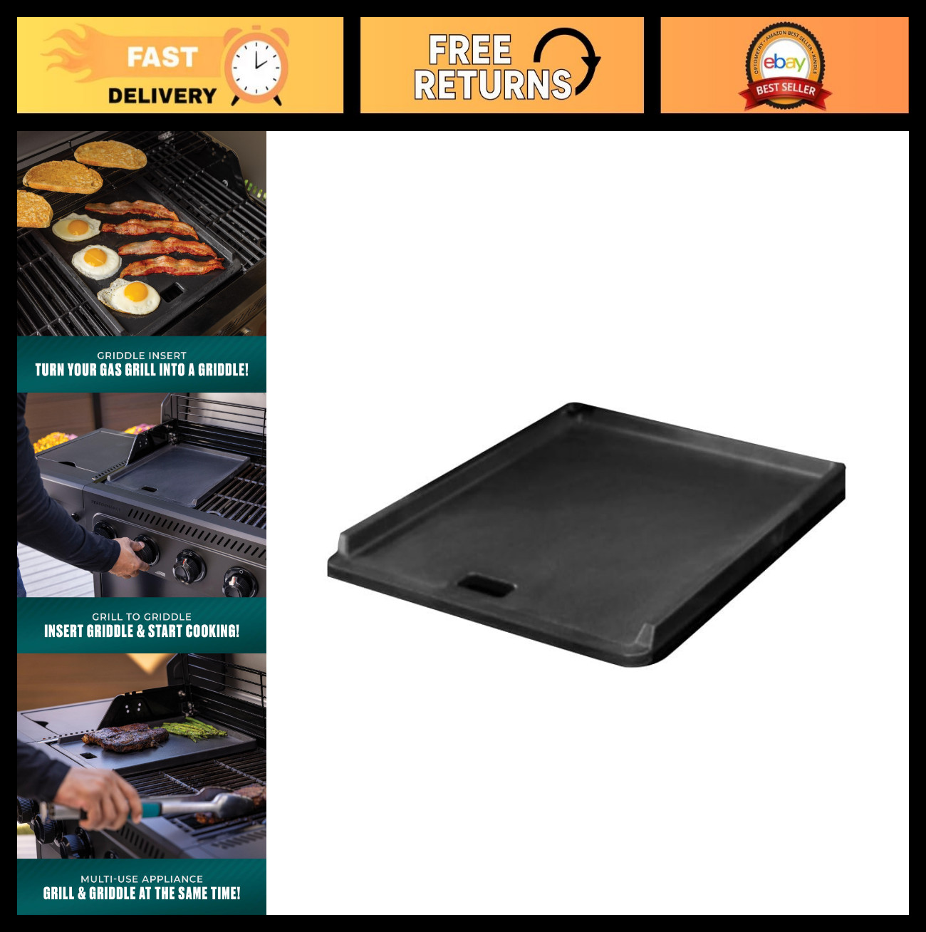 Griddle Insert for Charcoal & Gas Grills | Transform Your Grill into a Flat Top