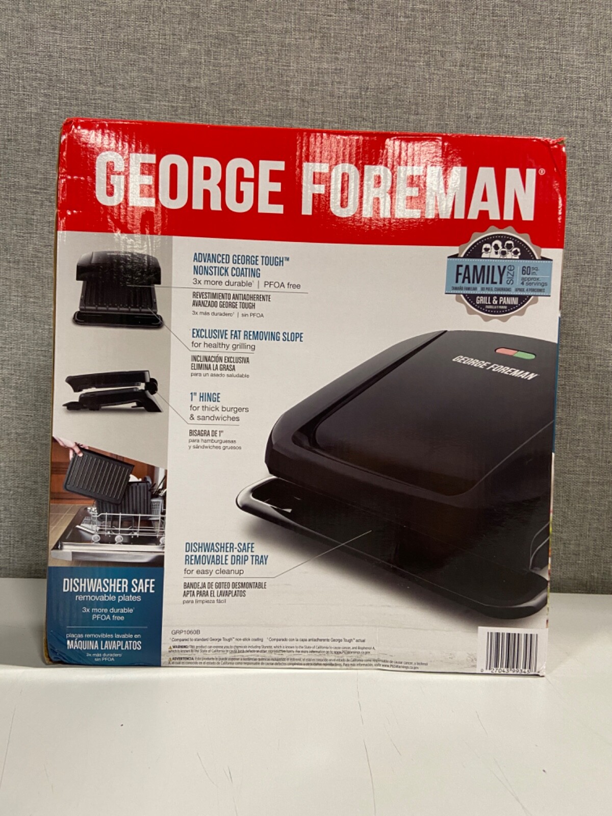 Removable Plate Electric Grill , George Tough Non-Stick Coating,
