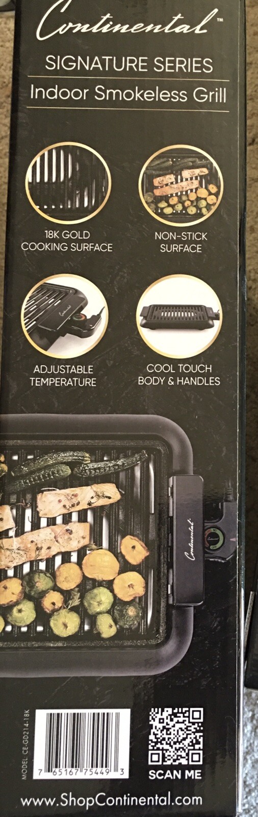 Continental 18K Signature Series Indoor Smokeless Grill New in Box