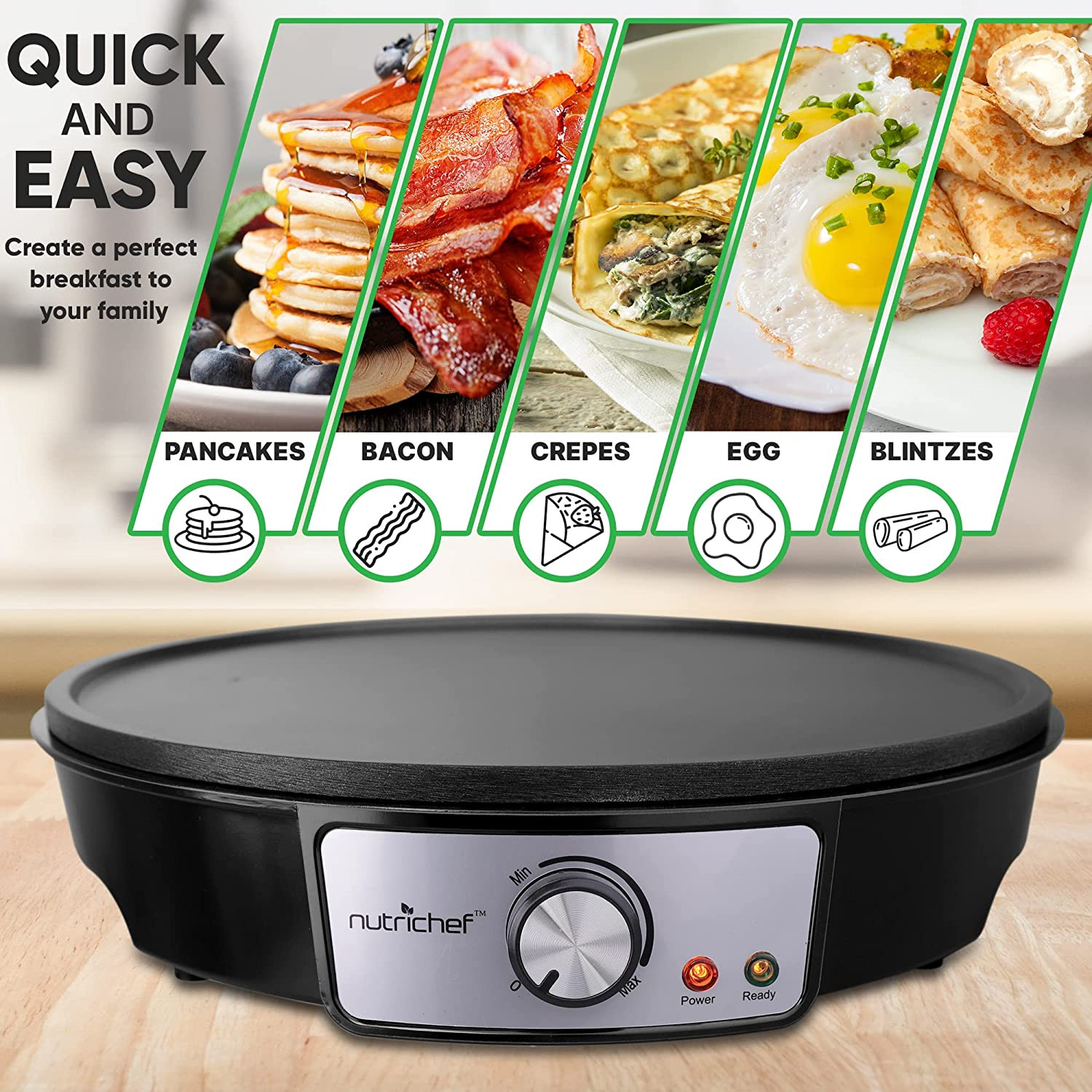 Crepera eléctrica y plancha de cocina antiadherente
