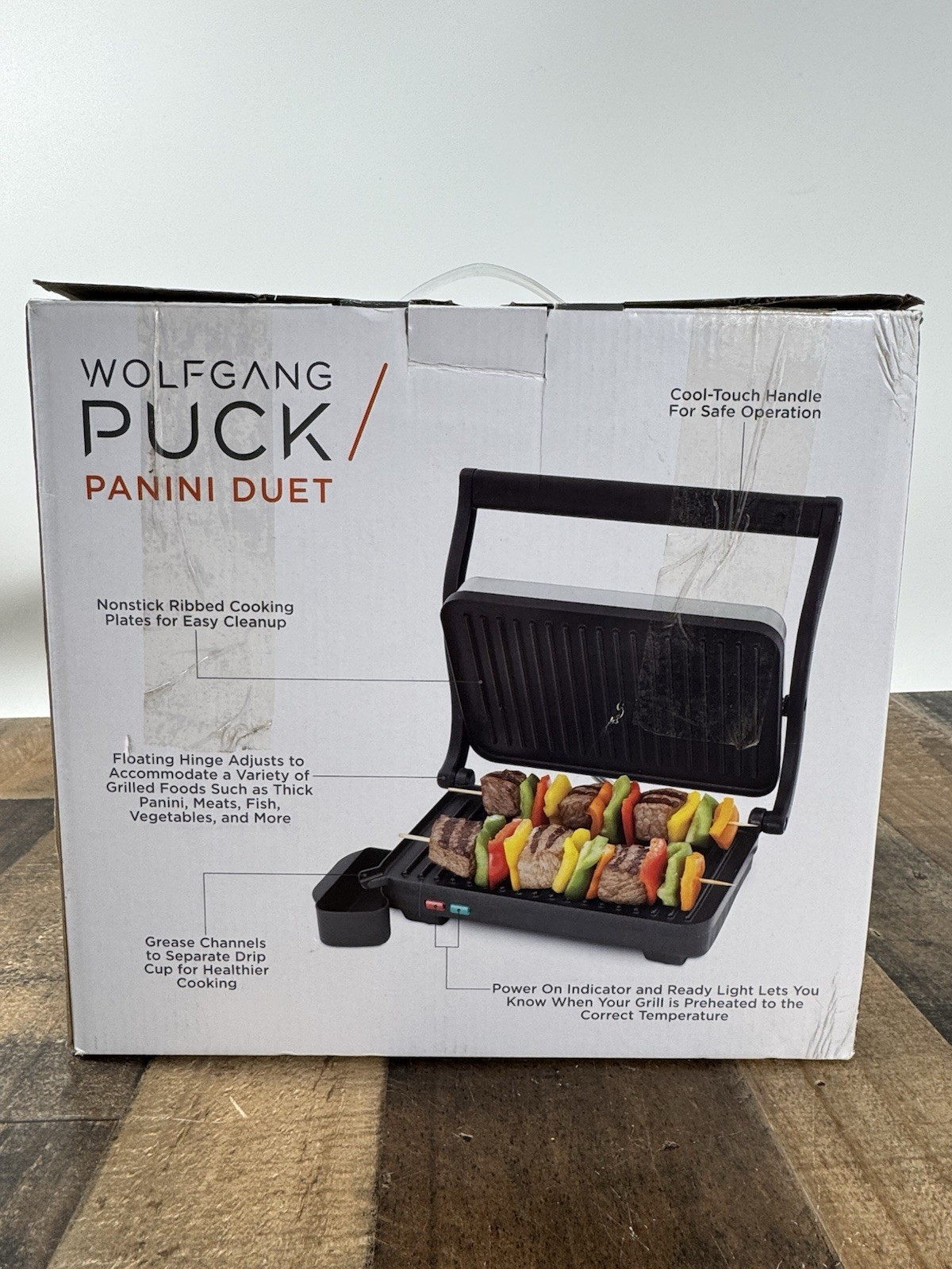 Wolfgang Puck Panini Duet Nonstick Stainless Steel Panini Maker New -Open Box