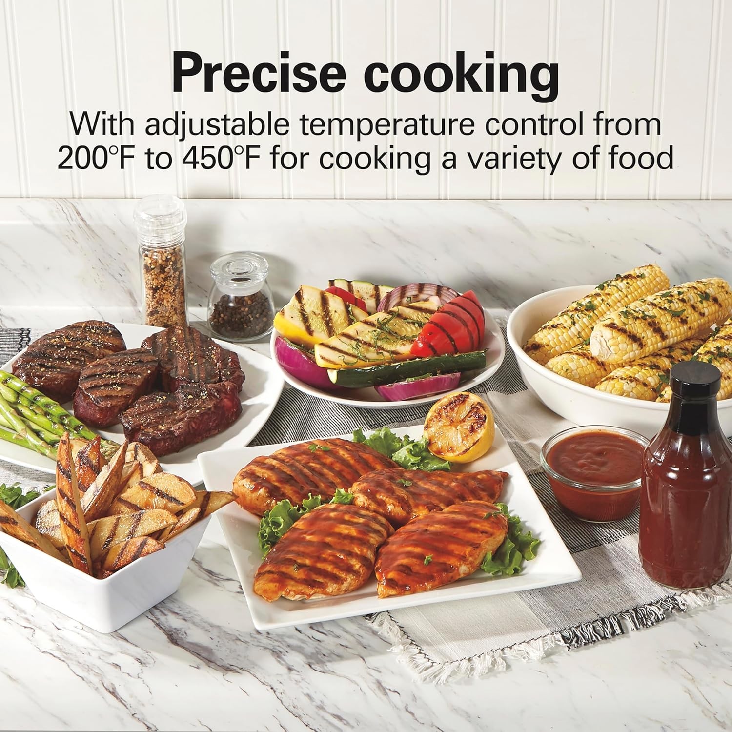 Electric Indoor Searing Grill W/ Viewing Window & Adjustable Temperature Control