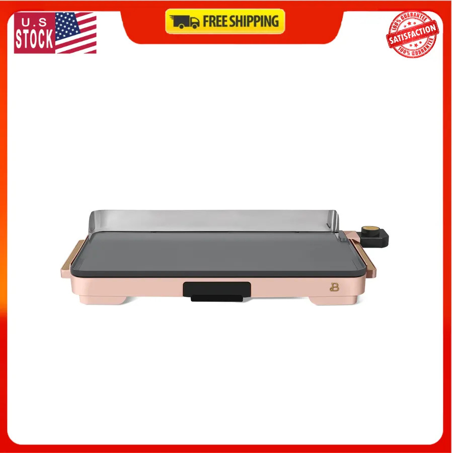 Beautiful Drew Barrymore 12 x 22 Inch XL Electric Nonstick Griddle Rose Gold