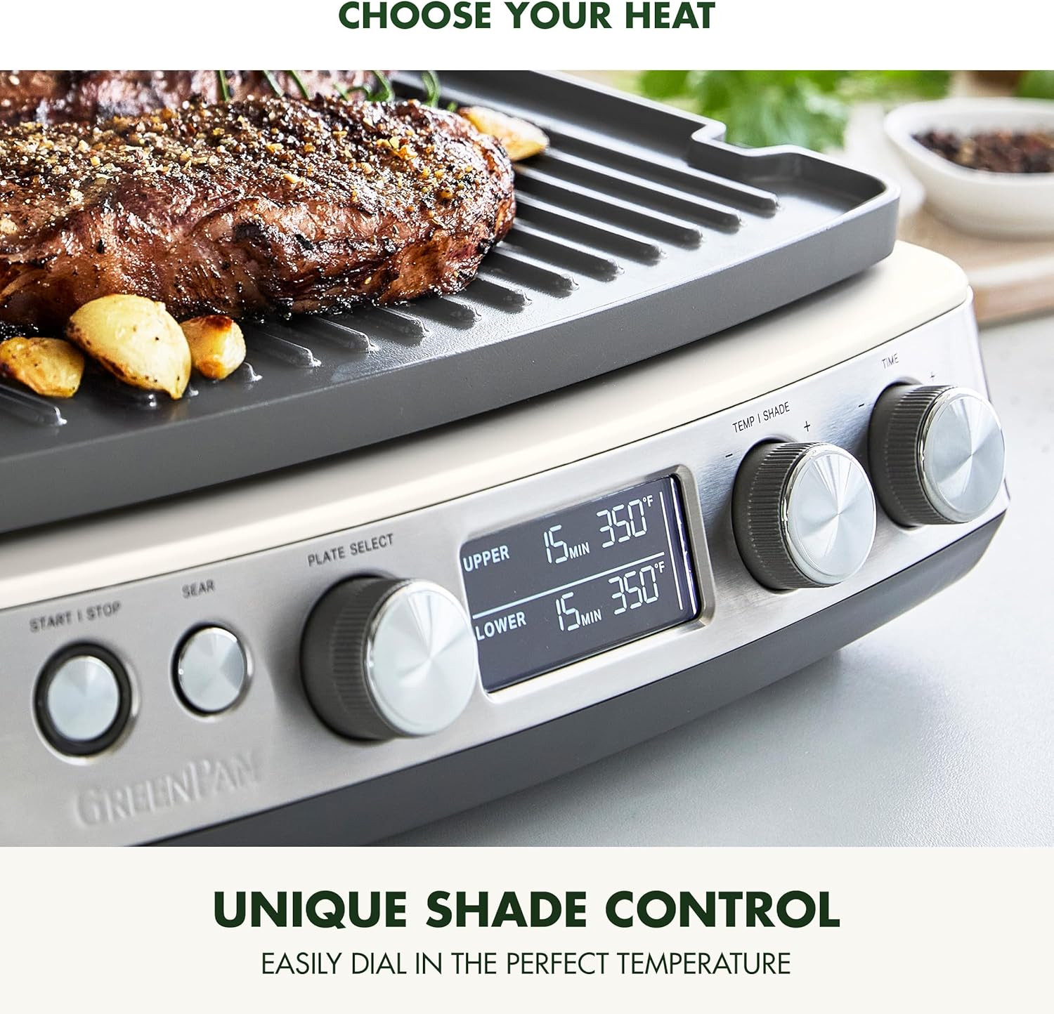 Elite 7-in-1 Nonstick Contact Grill & Griddle, PFAS-Free, Cream White