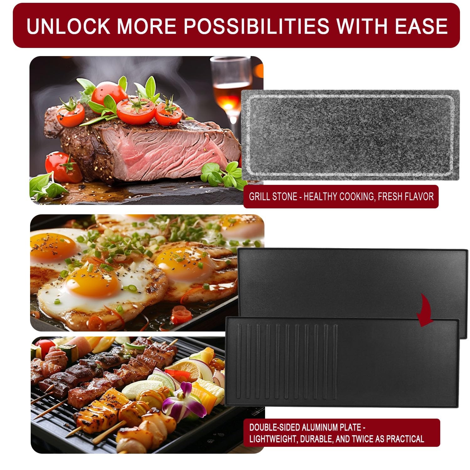 1500W Large Size Raclette Cheese Grill Adjustable Temperature Korean BBQ Gril…