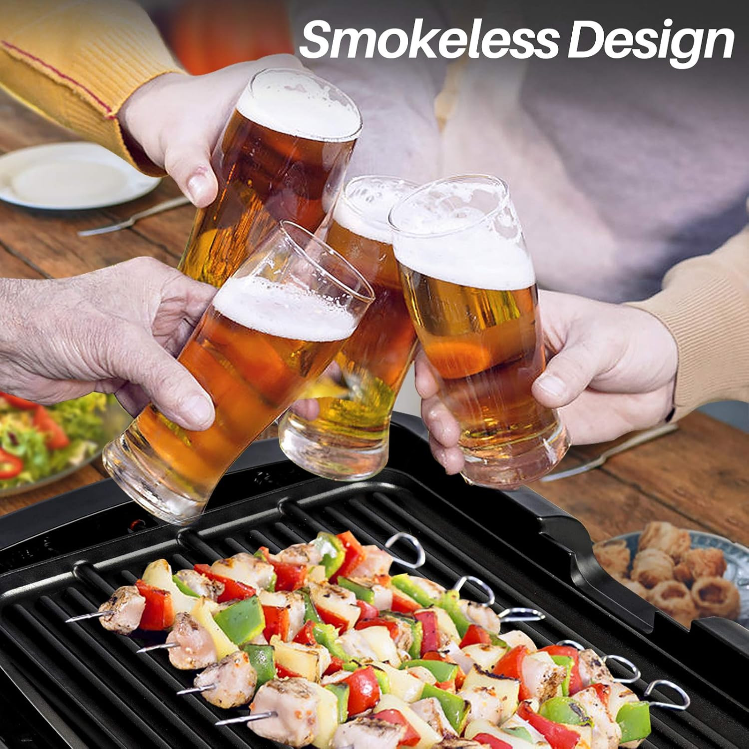 Smokeless Indoor Grill 1800-Watt Electric Griddle with Reversible 2 in 1 Grill a