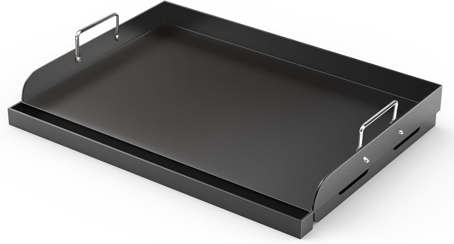 17×13″ Griddle Plate w/ Nonstick & Grease Groove for Gas/Charcoal