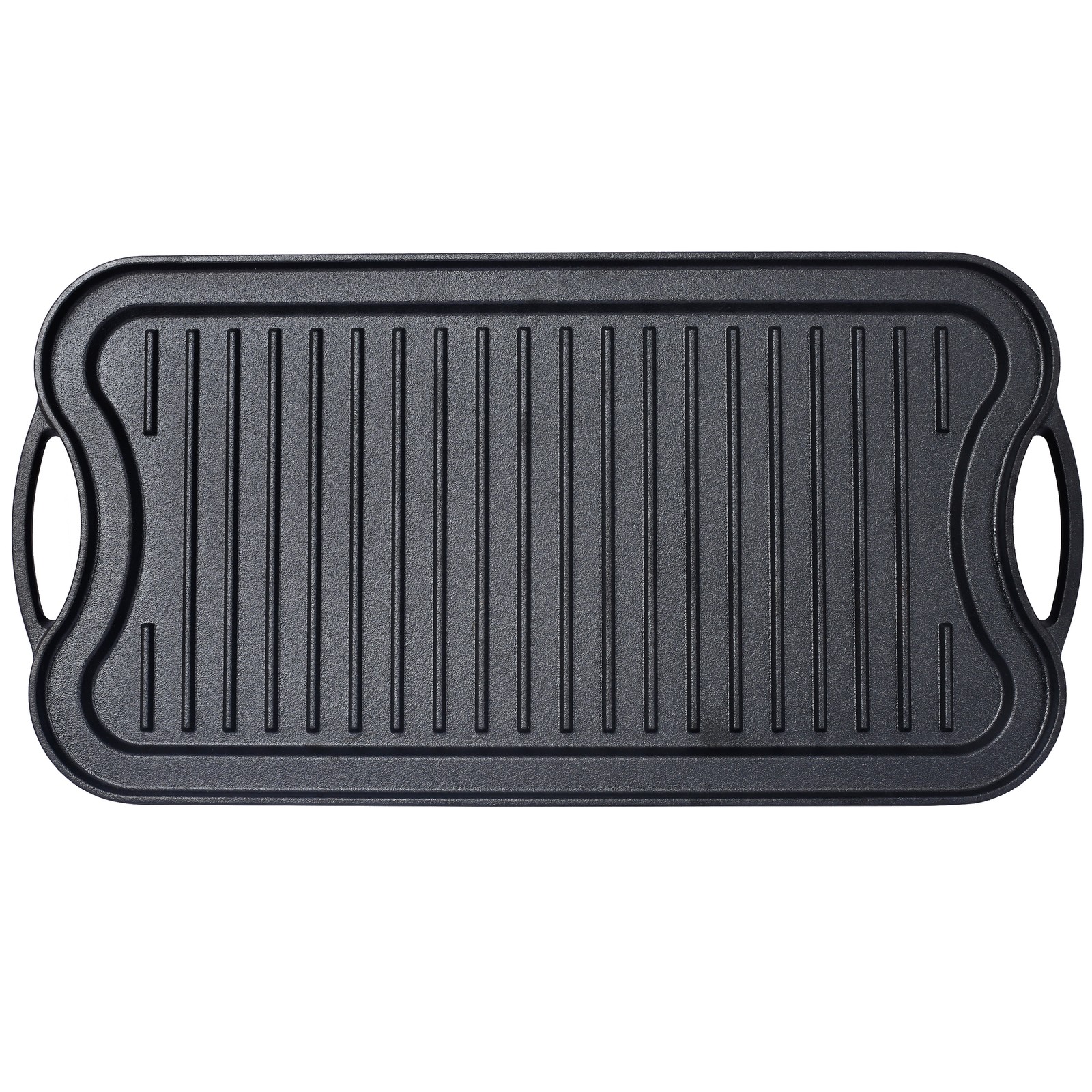 Pre-Seasoned Cast Iron Reversible Rectangular Grill/Griddle, Black,20inchx10inch