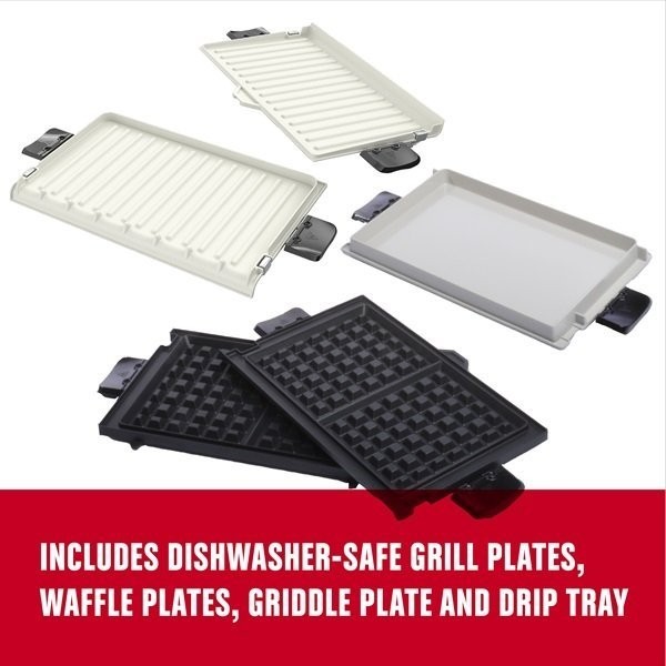 George Foreman 6 in 1 Grill & Broil GBR5750SSQ with Waffle Griddle Plates & Drip