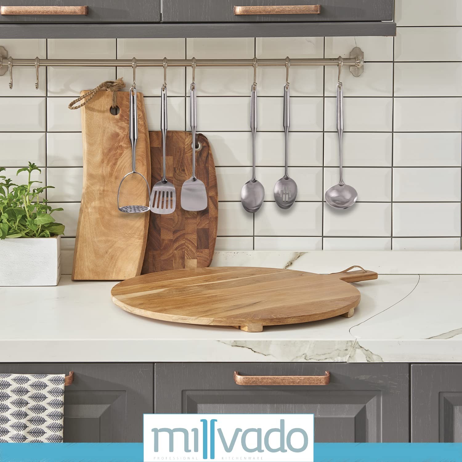 Millvado Stainless Steel Cooking Spatula,15 Inch Metal L, Slotted Turner