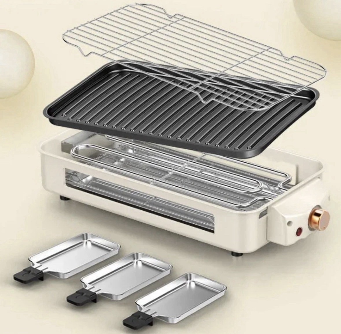 1500W Electric Barbecue Grill 2 In 1 Indoor BBQ Griddle Hot Plate Smokeless