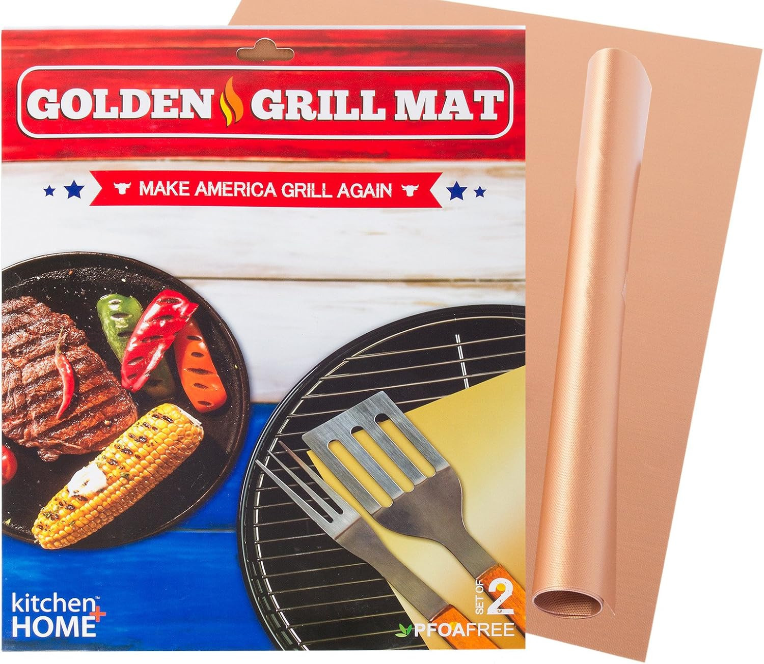 Kitchen Home Golden Grill Mat – Make America Grill Again – Set of 2 Nonstick, He