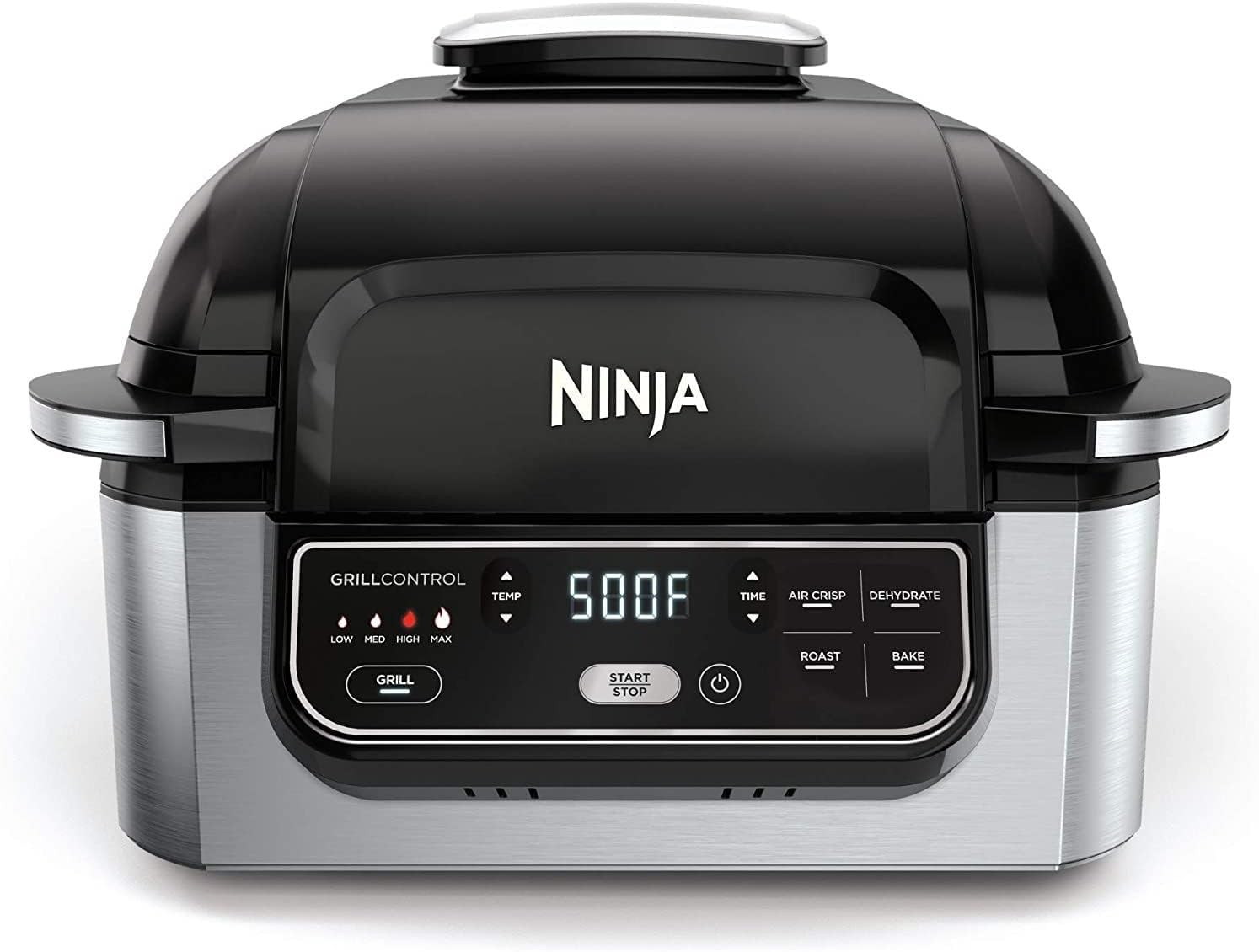 Ninja AG301 Foodi 5-in-1 Electric Grill & Air Fryer – Programmable, Black/Silver