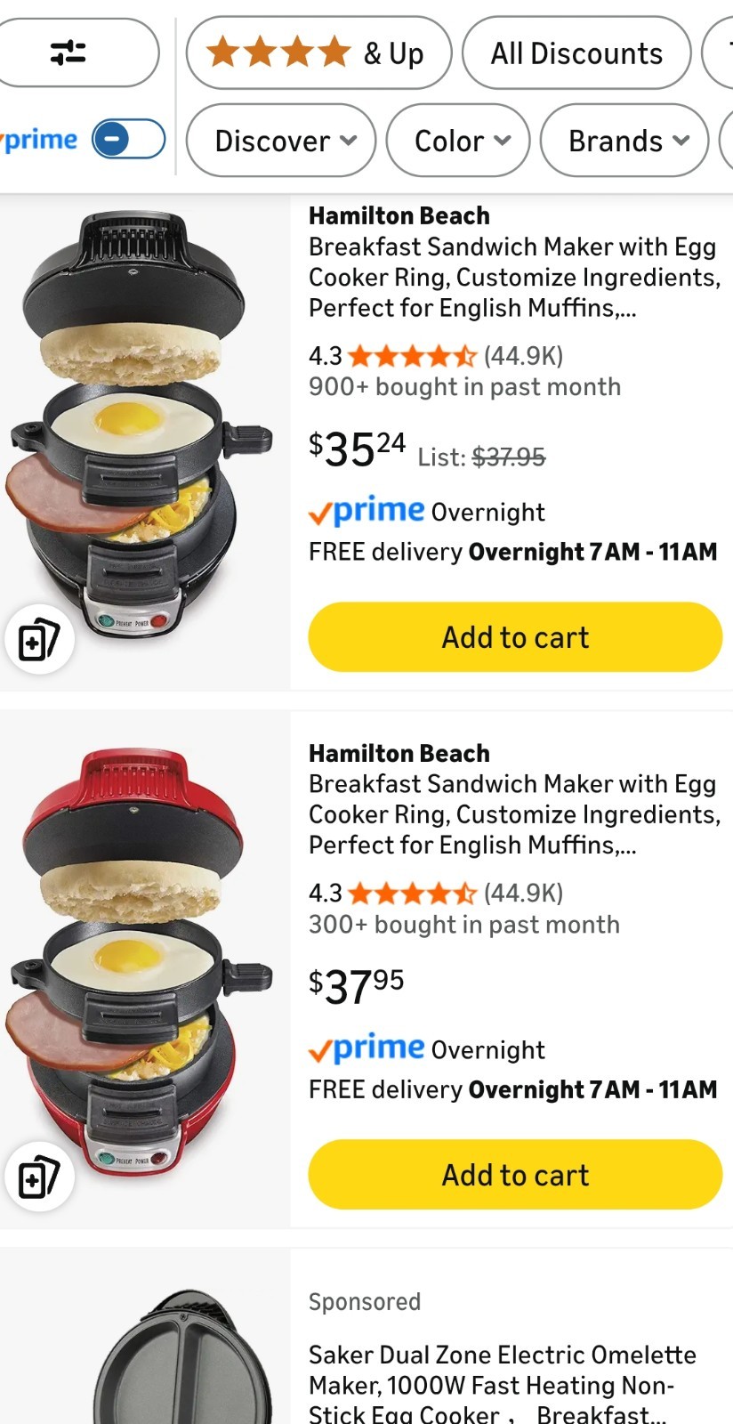 Hamilton Beach 25478 Breakfast Sandwich Maker. Exc. condition
