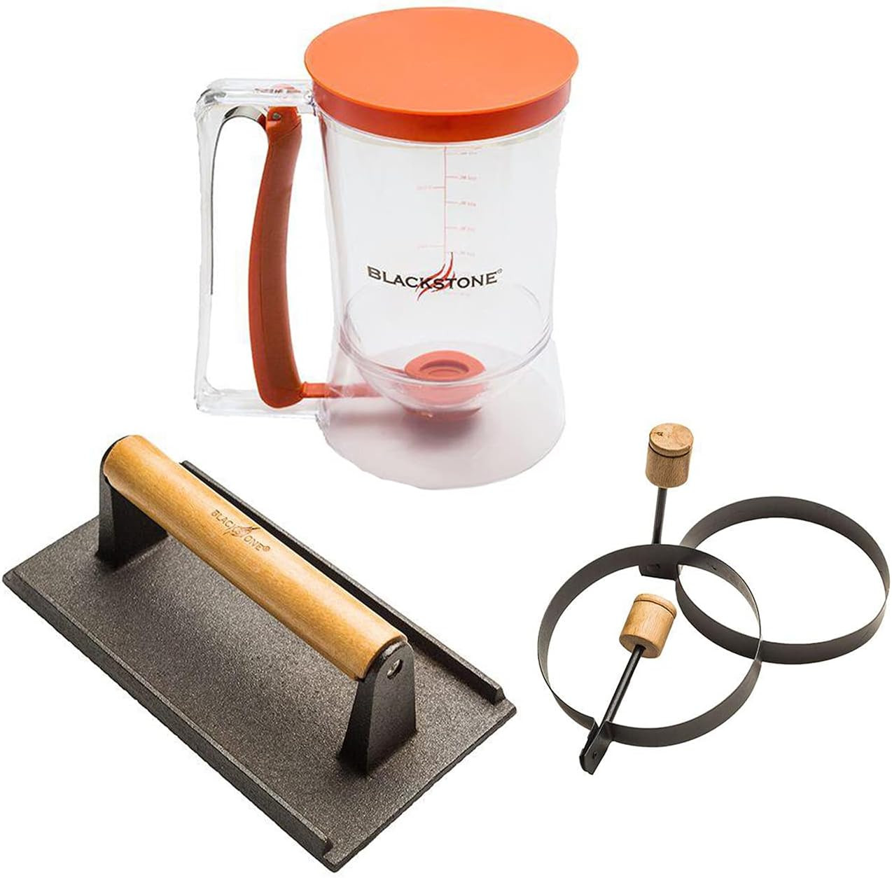 Blackstone 1543 Griddle Breakfast Kit: Batter Dispenser, Bacon Press & Egg Rings