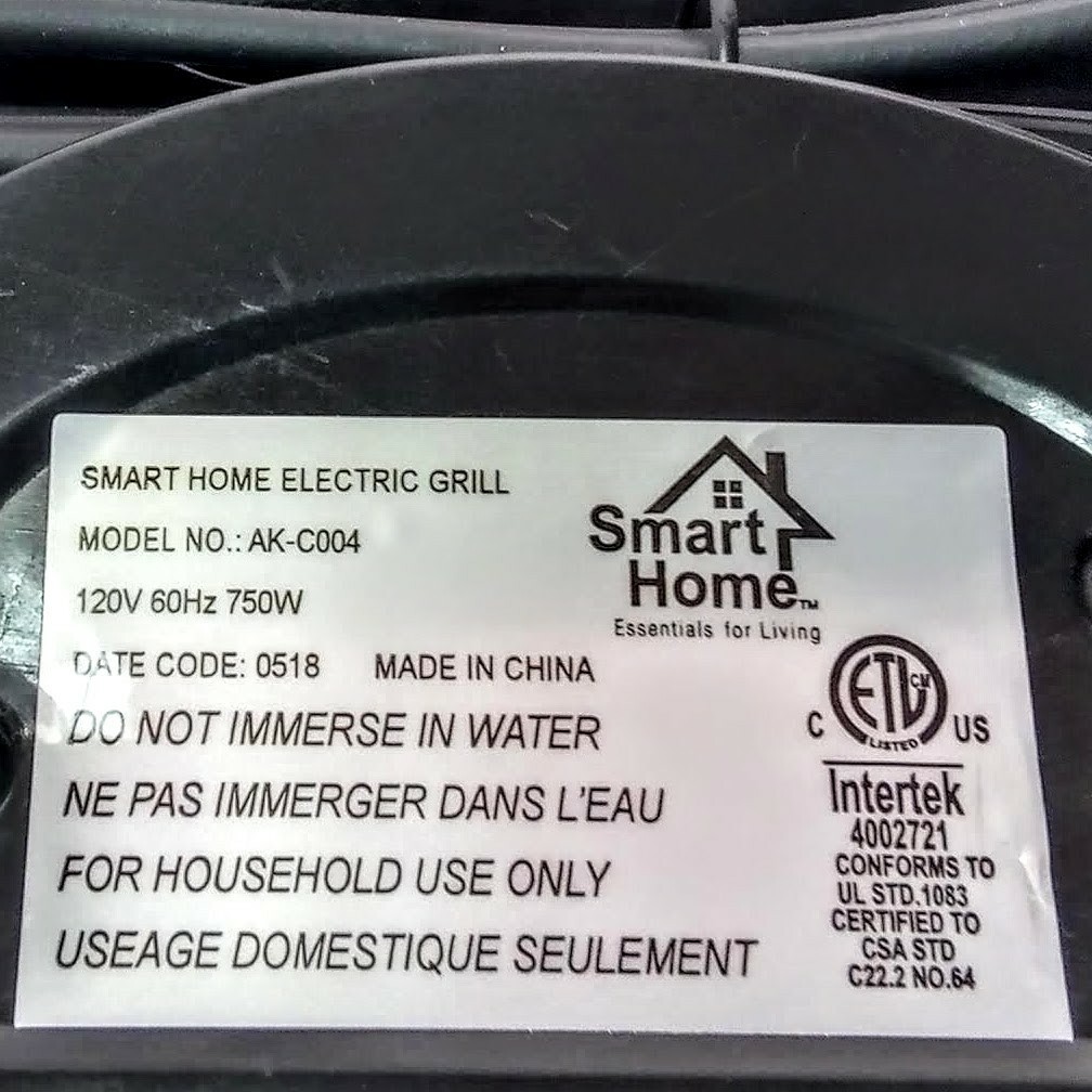 Electric Grill by Smart Home Essentials for Living 110 Corded Black Lightweight