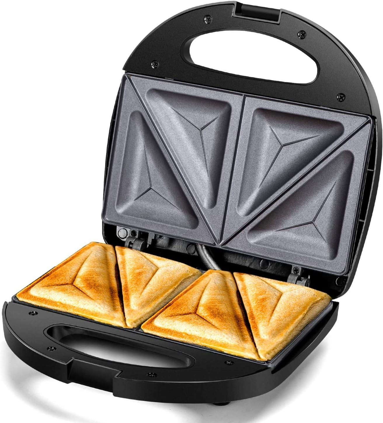2 in 1 Nonstick Sandwich Maker & Panini Press for Quick Meals – Compact Black