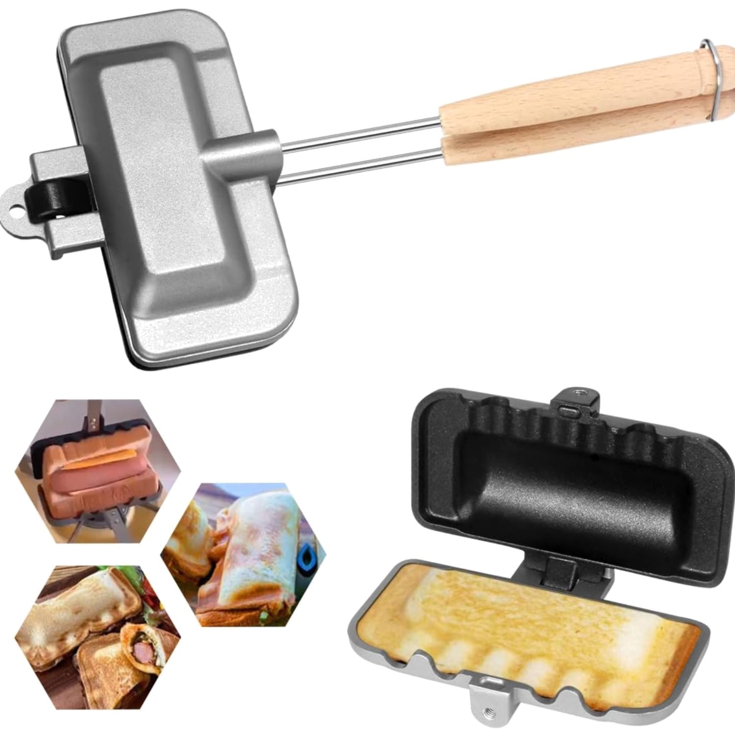 Hot , Hot Dog Toaster, Double-Sided Sandwich Baking Pan, Double Sided Frying …