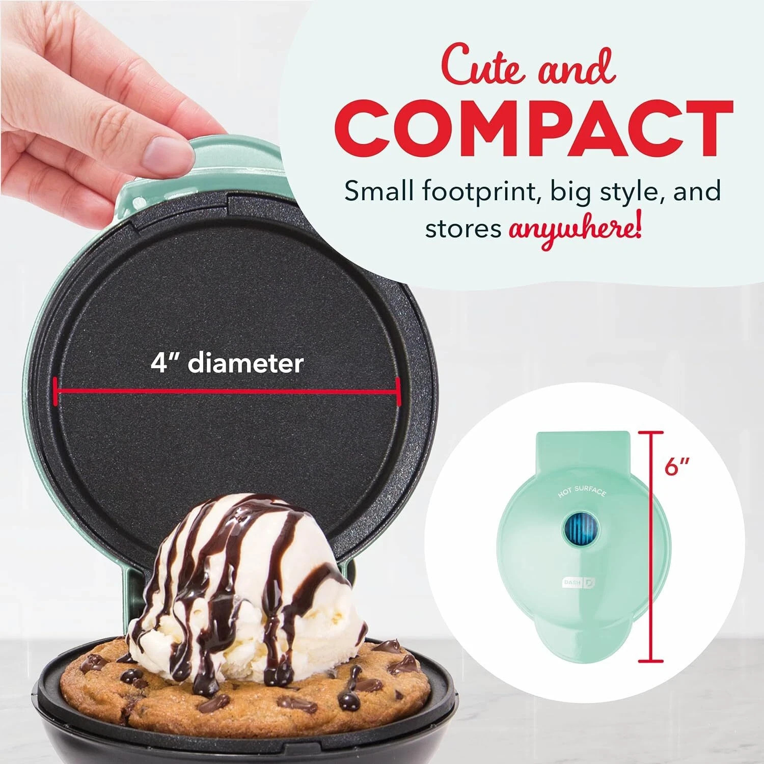 Dash 4” Mini Maker Electric Round Griddle Aqua Color 350W Nonstick New in Box