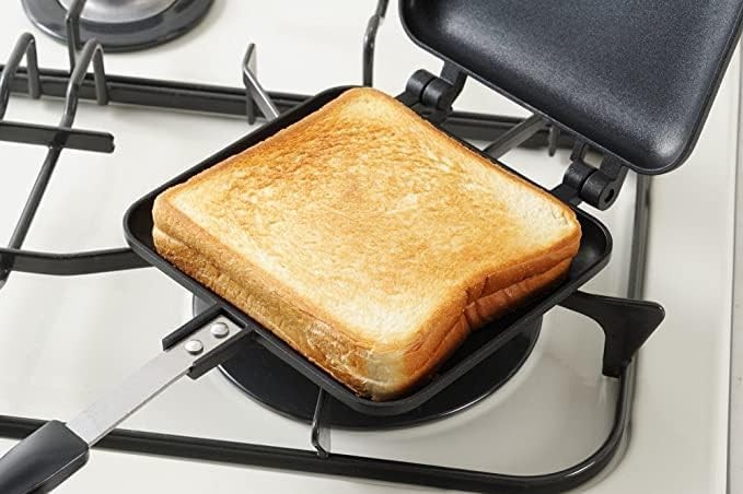 Panini Press Hot Sandwich Maker Non-Stick Panini Grill Pan W/ Handle Aluminum