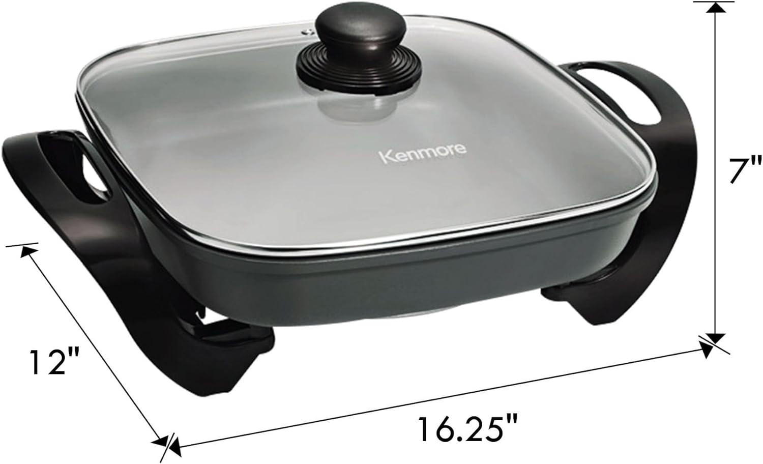 Kenmore Non-Stick Electric Skillet with Removable Drip Tray, Black, 10″ X 18″ Co
