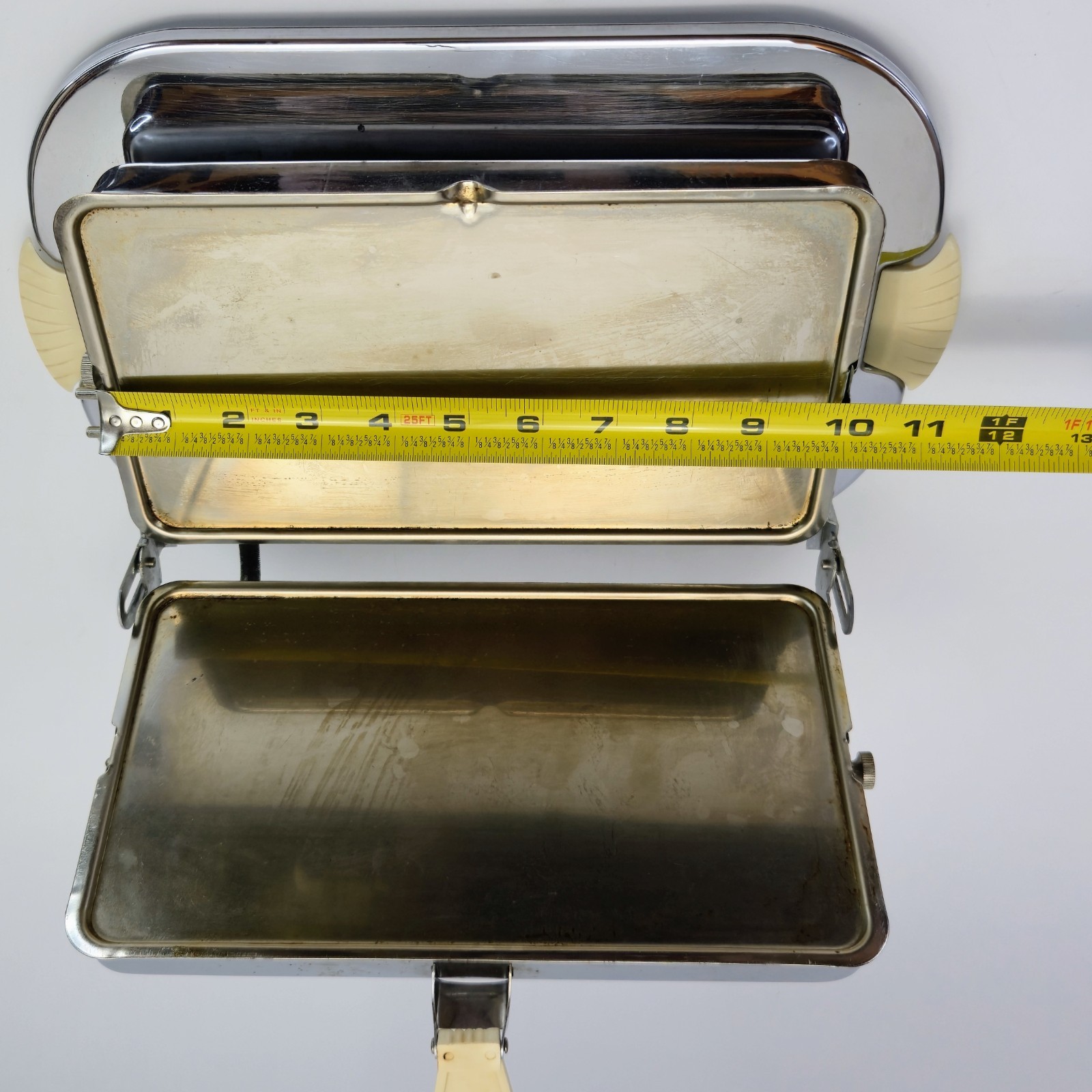 Vintage 1950s Chrome Electric Panini Grill 600W Mid Century Ivory Handles WORKS!