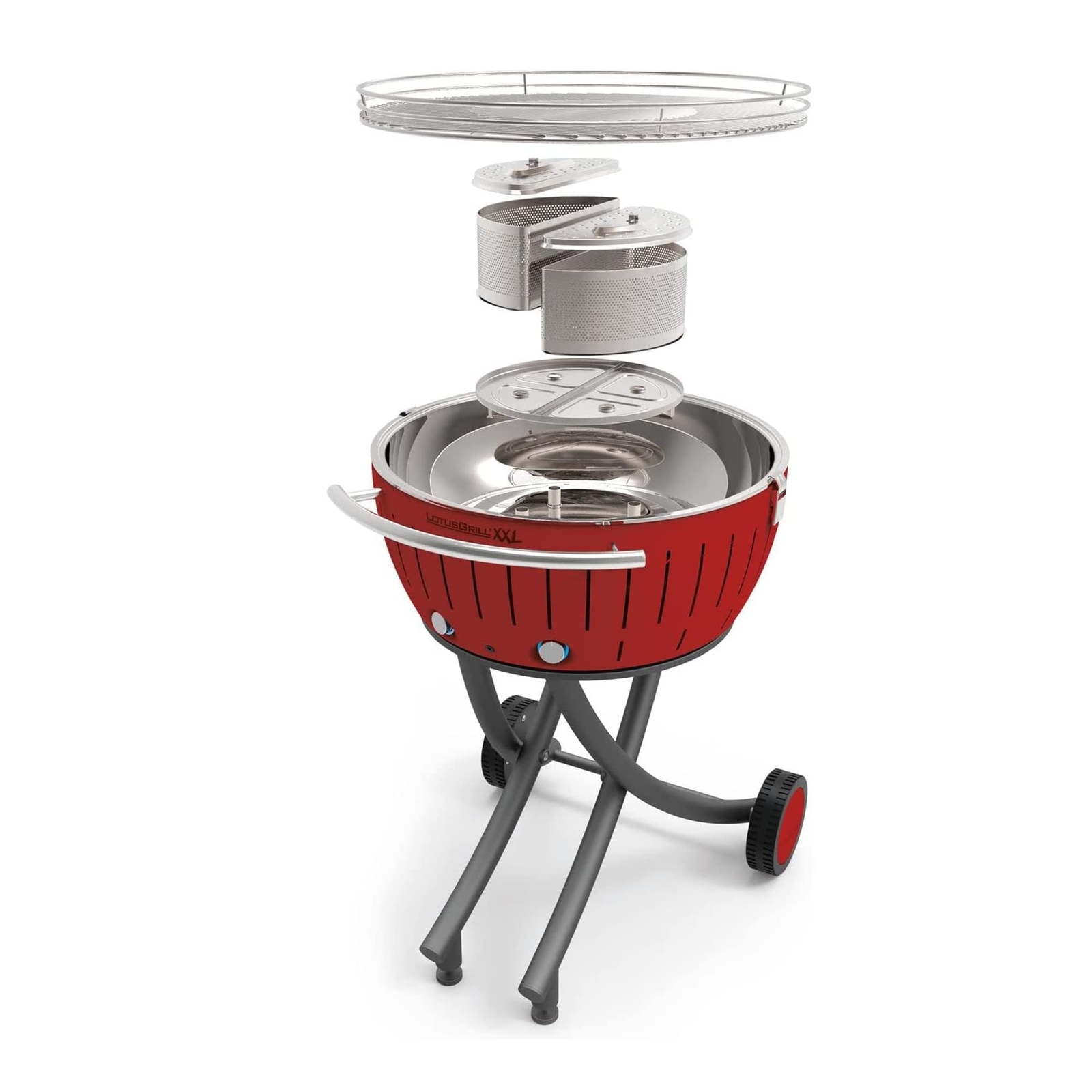 LotusGrill Smokeless Barbecue for Outdoor Dining with Glass Lid Cover and Stand